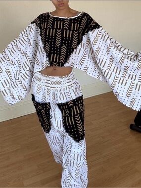 Boho White & Black Patterned Women's Skirt - Ethnic Print